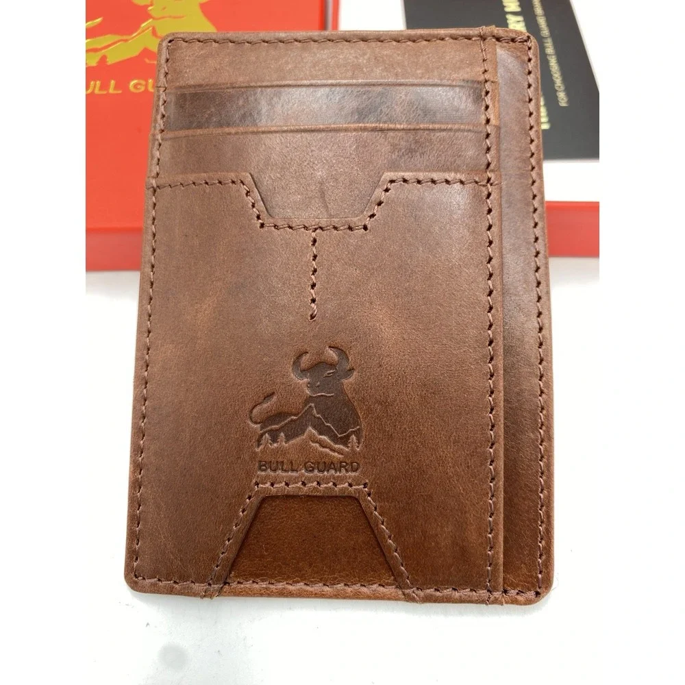 Bull Guard Men's Leather Credit Card Holder Wallet  RFID Blocking‎